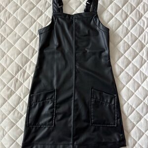 abercrombie kids Black Faux Leather Pinafore Mini Dress